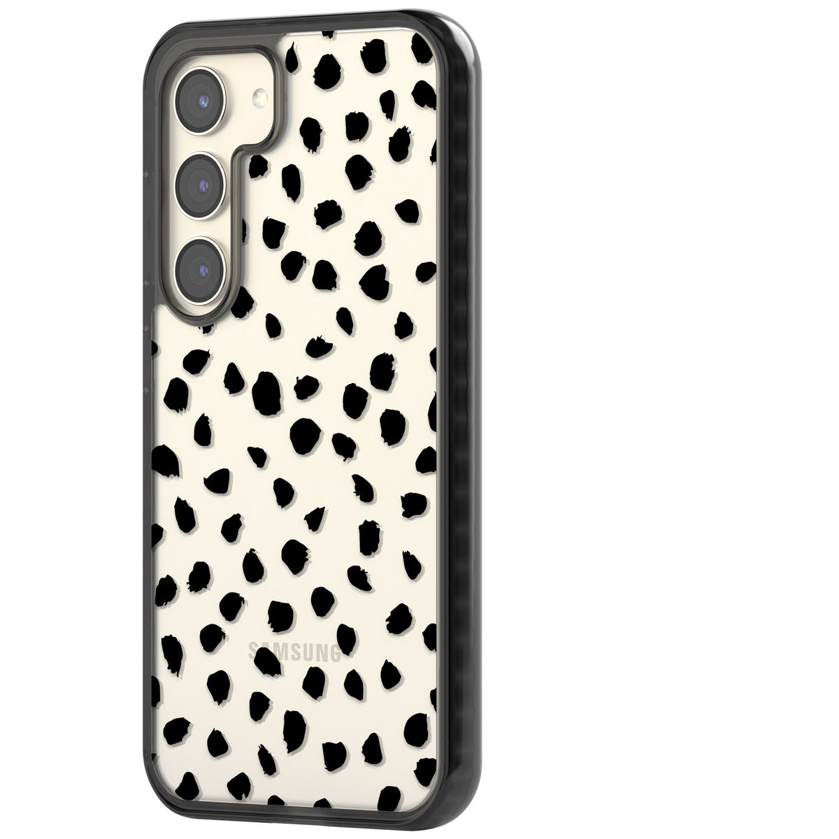 Black Dalmatian Polka Dot Samsung S22 / Samsung S22 Plus / Samsung S23 / Samsung S23 Plus / Samsung S24 / Samsung S24 Plus Impact Black Phone Case side