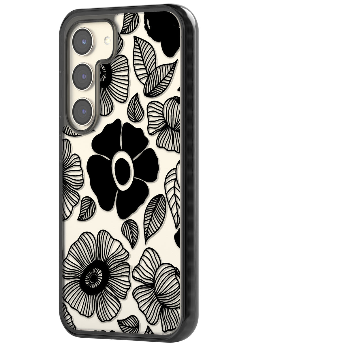 Ink Garden Samsung S22 / Samsung S22 Plus / Samsung S23 / Samsung S23 Plus / Samsung S24 / Samsung S24 Plus Impact Black Phone Case side