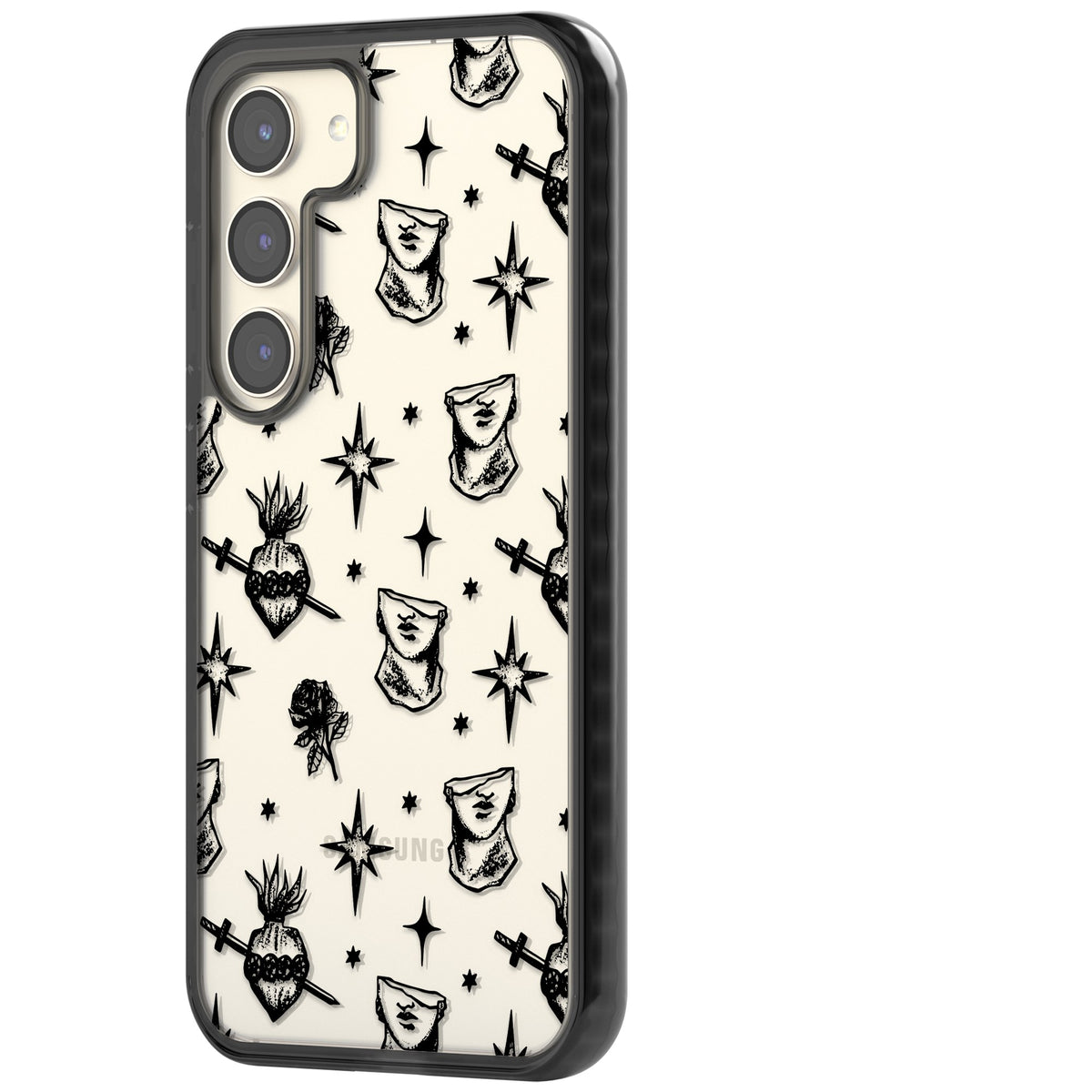 Art & Heart Pattern Samsung S22 / Samsung S22 Plus / Samsung S23 / Samsung S23 Plus / Samsung S24 / Samsung S24 Plus Impact Black Phone Case side