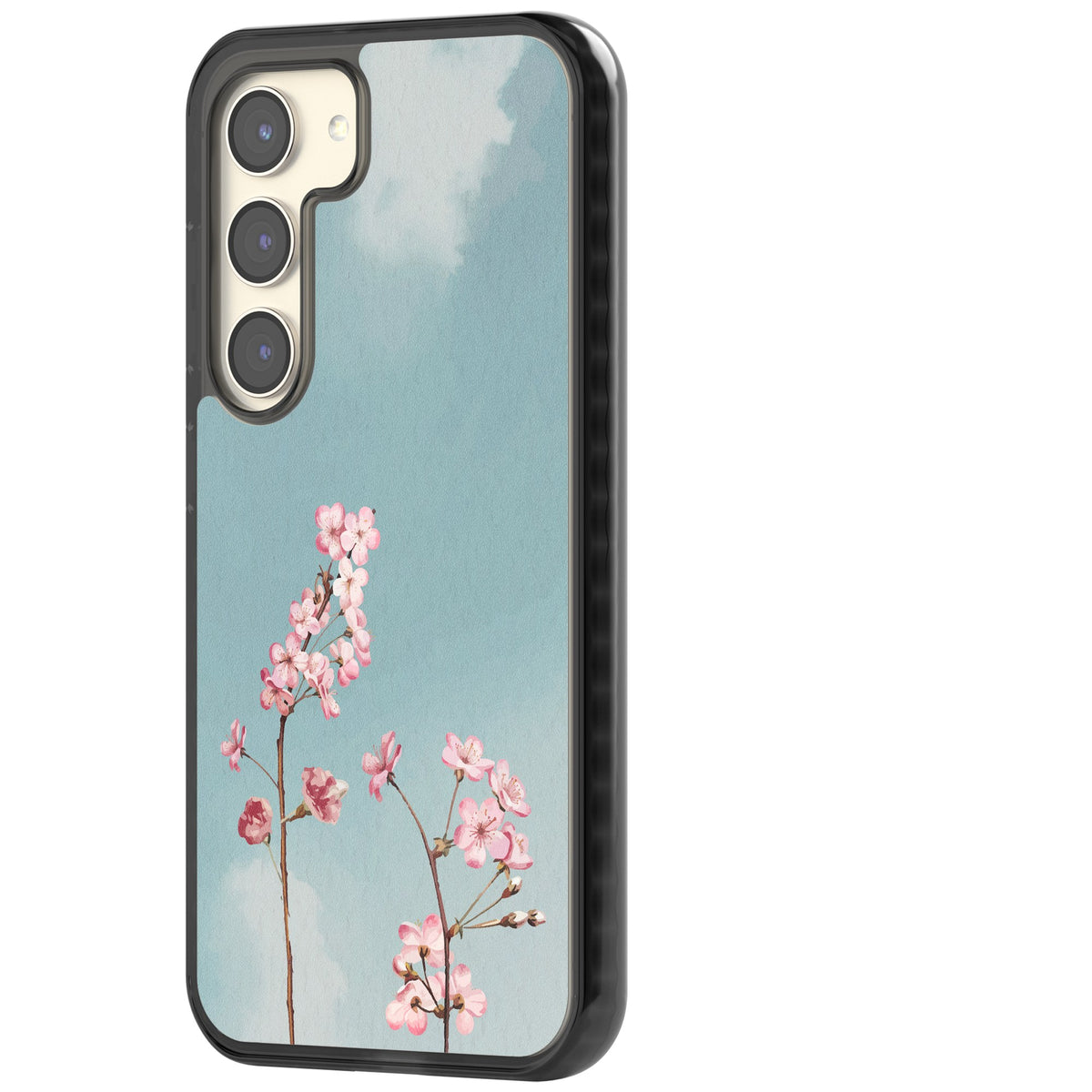 Blossom Flower Sky Samsung S22 / Samsung S22 Plus / Samsung S23 / Samsung S23 Plus / Samsung S24 / Samsung S24 Plus Impact Black Phone Case side