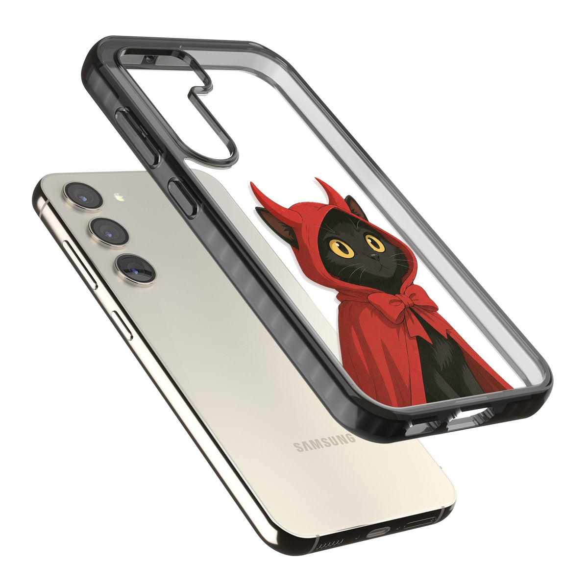 Little Devil Samsung S22 / Samsung S22 Plus / Samsung S23 / Samsung S23 Plus / Samsung S24 / Samsung S24 Plus Impact Black Phone Case angled
