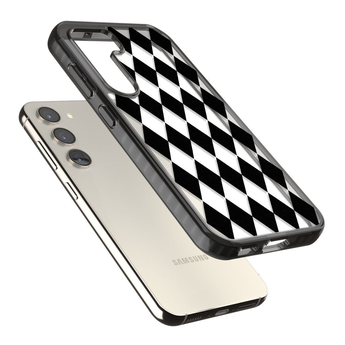 Black Diamonds Samsung S22 / Samsung S22 Plus / Samsung S23 / Samsung S23 Plus / Samsung S24 / Samsung S24 Plus Impact Black Phone Case angled