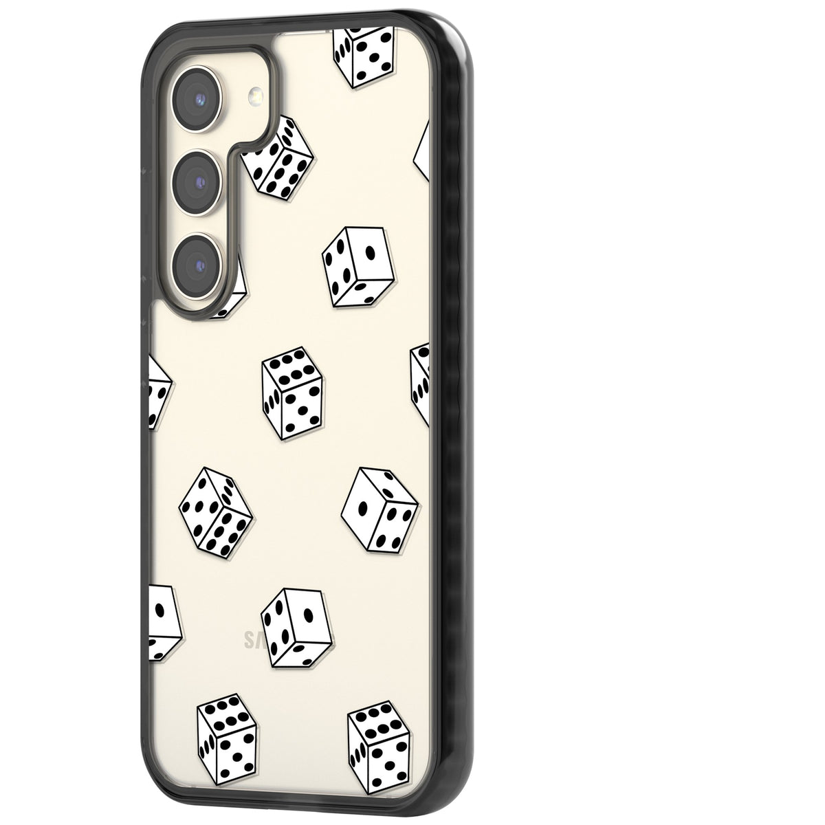 Clear Dice Pattern Samsung S22 / Samsung S22 Plus / Samsung S23 / Samsung S23 Plus / Samsung S24 / Samsung S24 Plus Impact Black Phone Case side