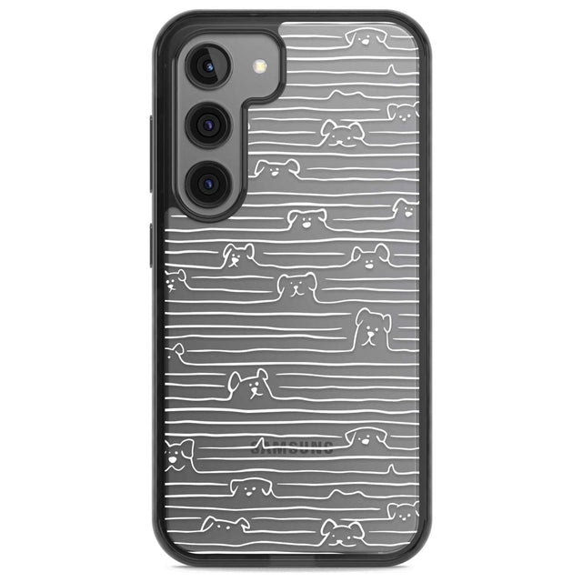 Dog Line Art - White Phone Case Samsung S22 / Black Impact Case,Samsung S23 / Black Impact Case Blanc Space
