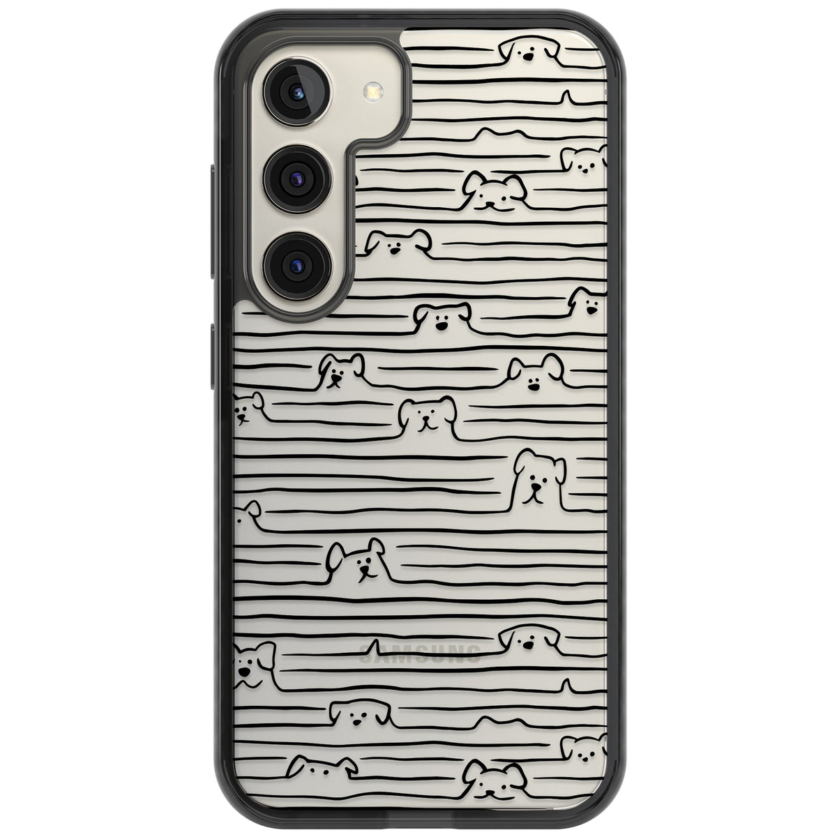 Dog Lines Samsung S22 / Samsung S22 Plus / Samsung S23 / Samsung S23 Plus / Samsung S24 / Samsung S24 Plus Impact Black Phone Case front