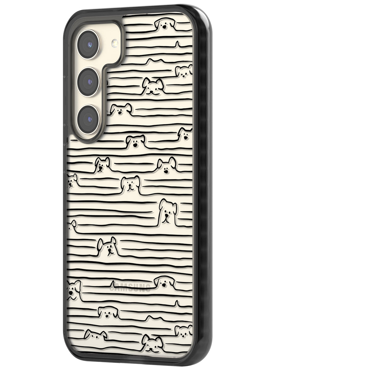Dog Lines Samsung S22 / Samsung S22 Plus / Samsung S23 / Samsung S23 Plus / Samsung S24 / Samsung S24 Plus Impact Black Phone Case side
