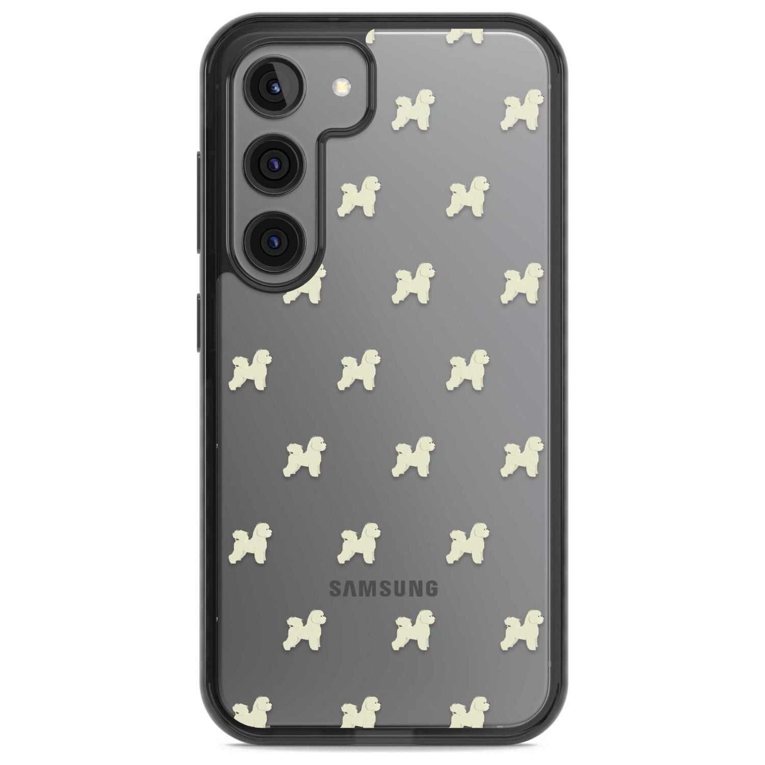 Bichon Frise Dog Pattern Clear Phone Case Samsung S22 / Black Impact Case,Samsung S23 / Black Impact Case Blanc Space
