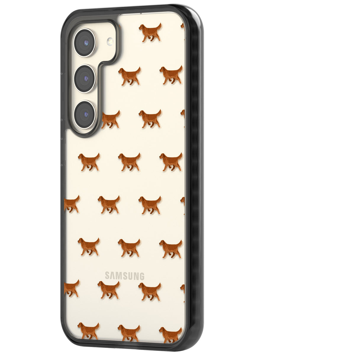 Golden Retriever Dog Pattern Clear Samsung S22 / Samsung S22 Plus / Samsung S23 / Samsung S23 Plus / Samsung S24 / Samsung S24 Plus Impact Black Phone Case side