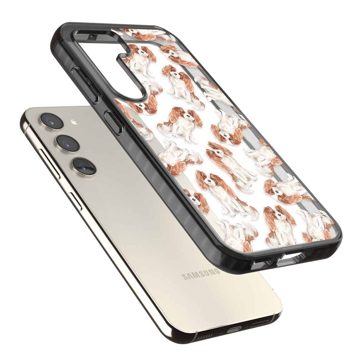 Cavalier King Charles Spaniel Samsung S22 / Samsung S22 Plus / Samsung S23 / Samsung S23 Plus / Samsung S24 / Samsung S24 Plus Impact Black Phone Case angled