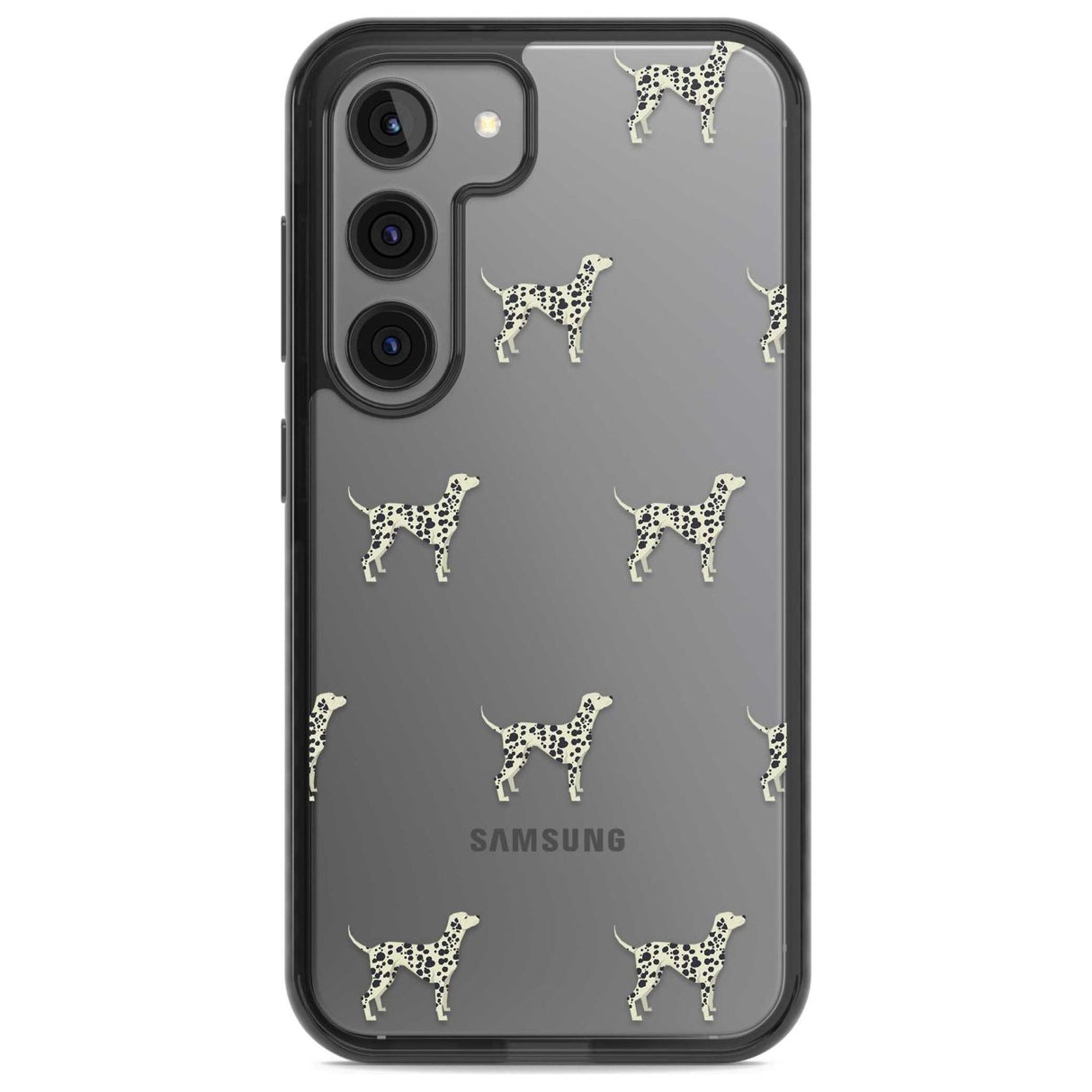 Dalmation Dog Pattern Clear Phone Case Samsung S22 / Black Impact Case,Samsung S23 / Black Impact Case Blanc Space