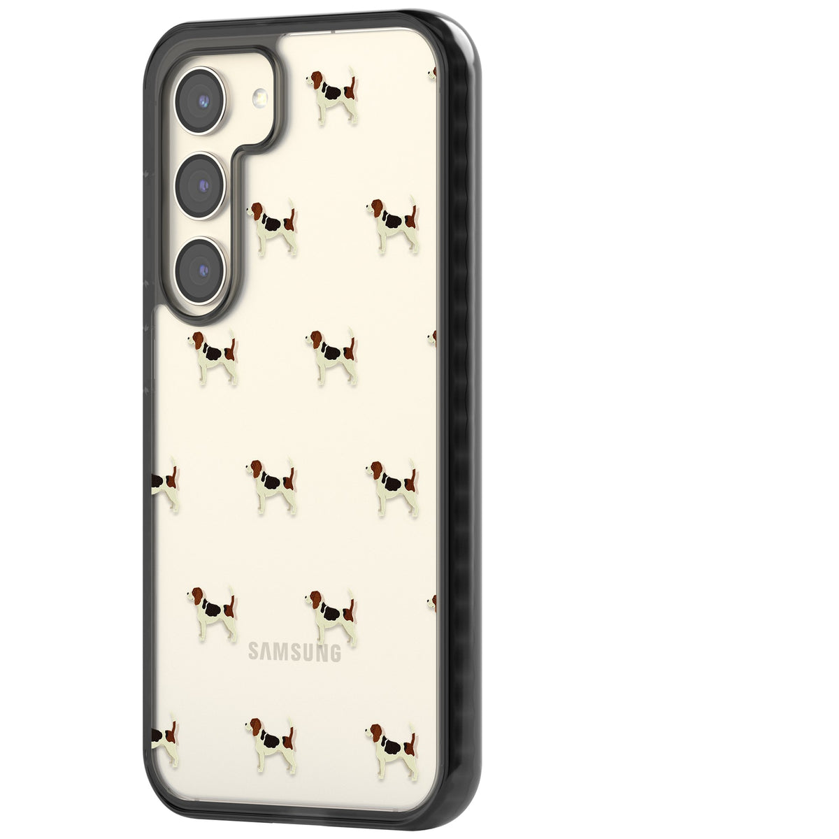 Beagle Dog Pattern Samsung S22 / Samsung S22 Plus / Samsung S23 / Samsung S23 Plus / Samsung S24 / Samsung S24 Plus Impact Black Phone Case side