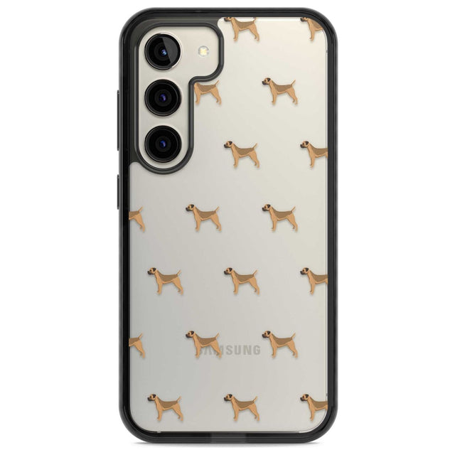 Border Terrier Dog Pattern Clear Phone Case Samsung S22 / Black Impact Case,Samsung S23 / Black Impact Case Blanc Space