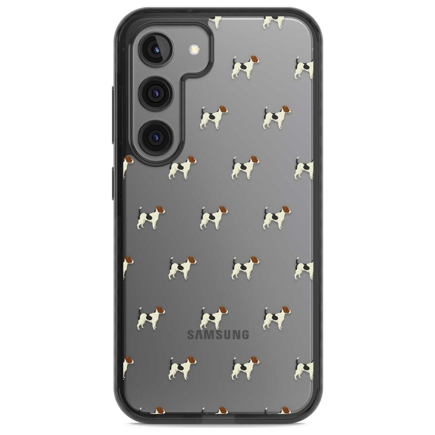 Jack Russell Terrier Dog Pattern Clear Phone Case Samsung S22 / Black Impact Case,Samsung S23 / Black Impact Case Blanc Space