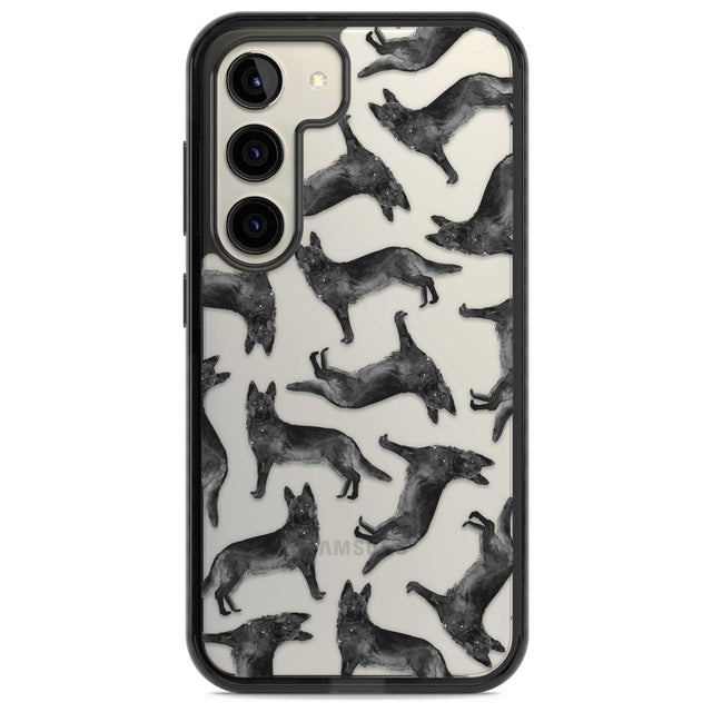German Shepherd (Black) Watercolour Dog Pattern Phone Case Samsung S22 / Black Impact Case,Samsung S23 / Black Impact Case Blanc Space