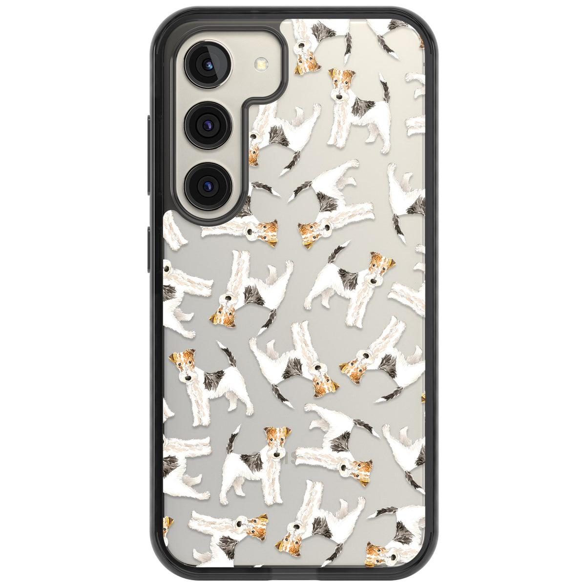 Wire Haired Fox Terrier Dog Pattern Samsung S22 / Samsung S22 Plus / Samsung S23 / Samsung S23 Plus / Samsung S24 / Samsung S24 Plus Impact Black Phone Case front