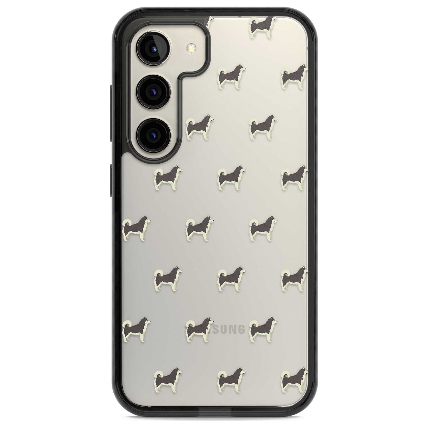 Alaskan Malamute Dog Pattern Clear Phone Case Samsung S22 / Black Impact Case,Samsung S23 / Black Impact Case Blanc Space