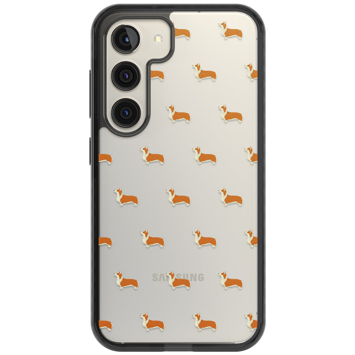 Pembroke Welsh Corgi Pattern Samsung S22 / Samsung S22 Plus / Samsung S23 / Samsung S23 Plus / Samsung S24 / Samsung S24 Plus Impact Black Phone Case front
