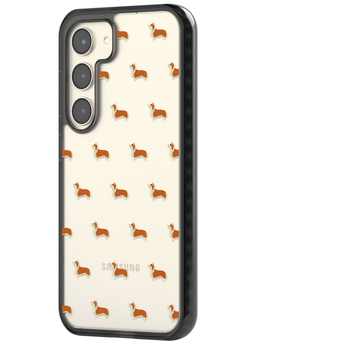 Pembroke Welsh Corgi Pattern Samsung S22 / Samsung S22 Plus / Samsung S23 / Samsung S23 Plus / Samsung S24 / Samsung S24 Plus Impact Black Phone Case side