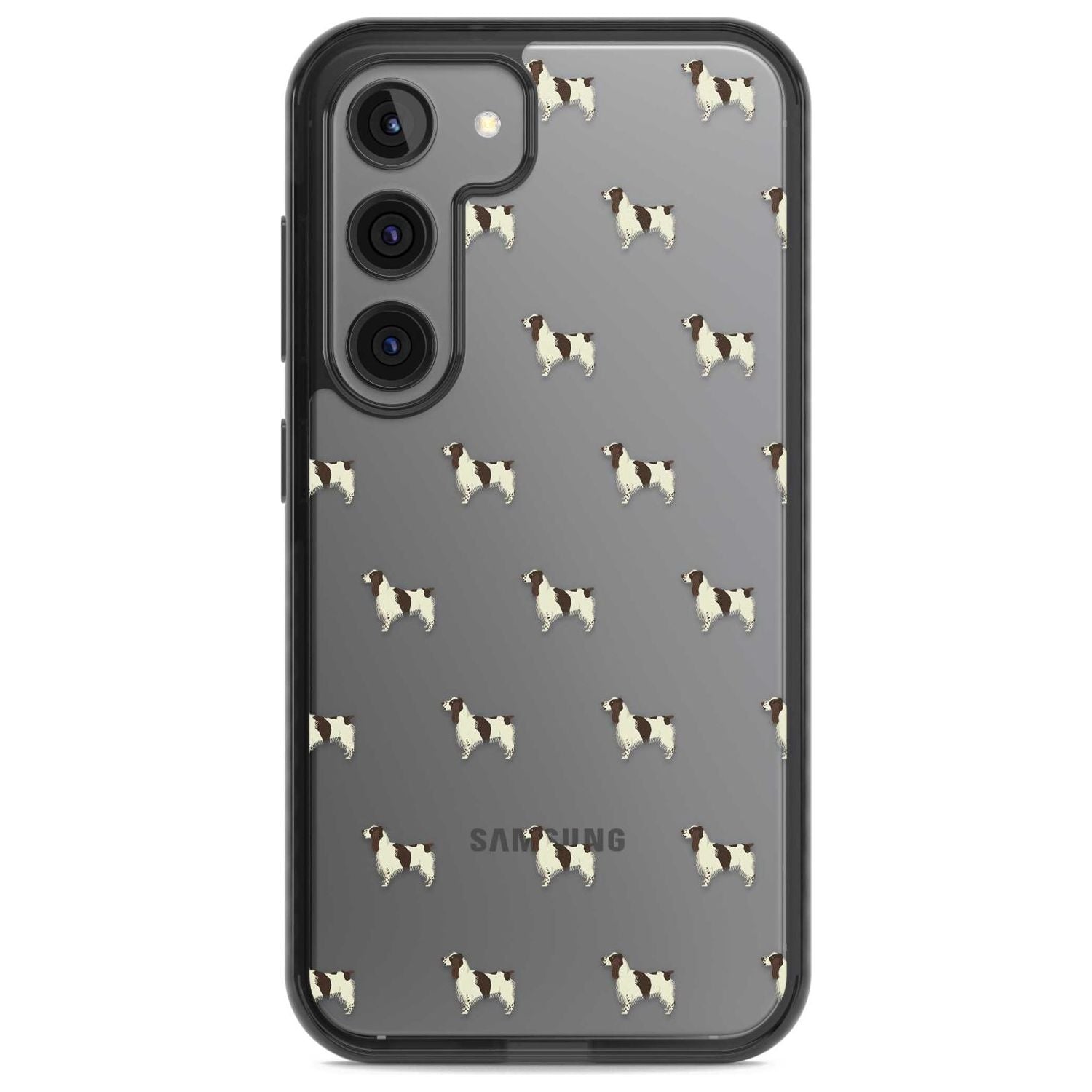 English Springer Spaniel Dog Pattern Clear Phone Case Samsung S22 / Black Impact Case,Samsung S23 / Black Impact Case Blanc Space