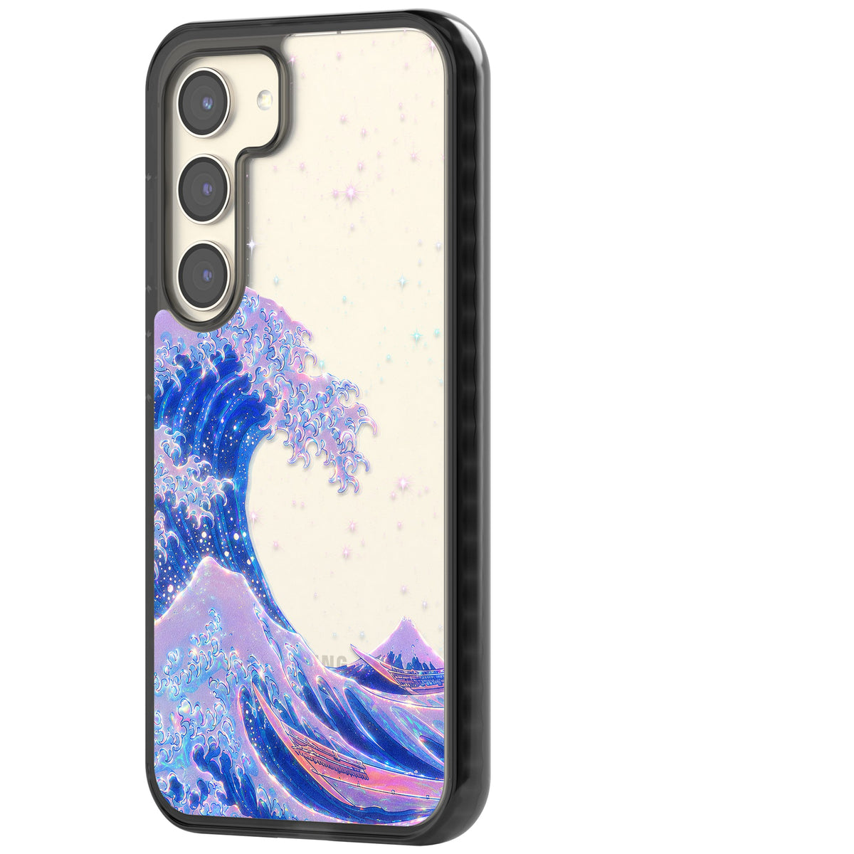 The Great Wave In Opal Samsung S22 / Samsung S22 Plus / Samsung S23 / Samsung S23 Plus / Samsung S24 / Samsung S24 Plus Impact Black Phone Case side