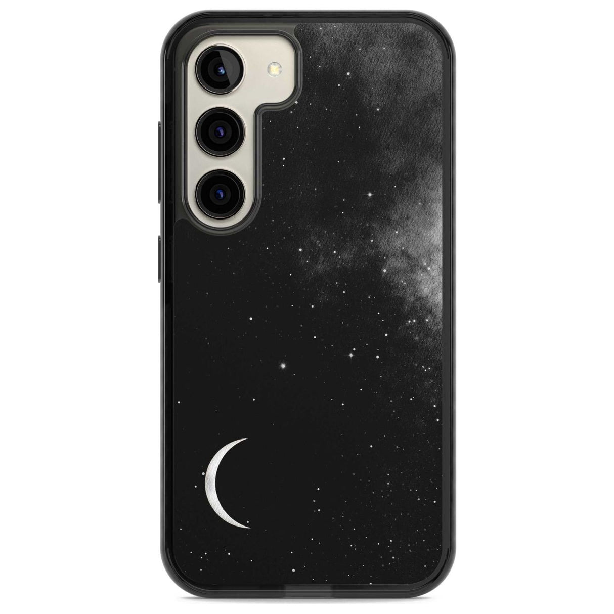 Night Sky Galaxies: Crescent Moon Phone Case Samsung S22 / Black Impact Case,Samsung S23 / Black Impact Case Blanc Space