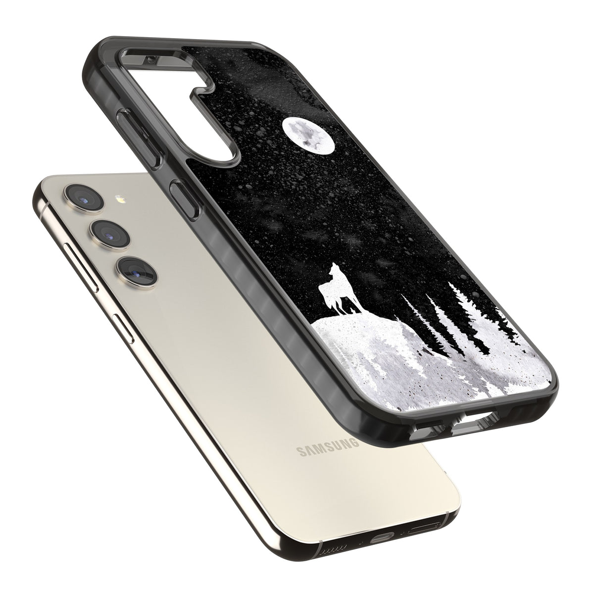 Lunar Howl Samsung S22 / Samsung S22 Plus / Samsung S23 / Samsung S23 Plus / Samsung S24 / Samsung S24 Plus Impact Black Phone Case angled