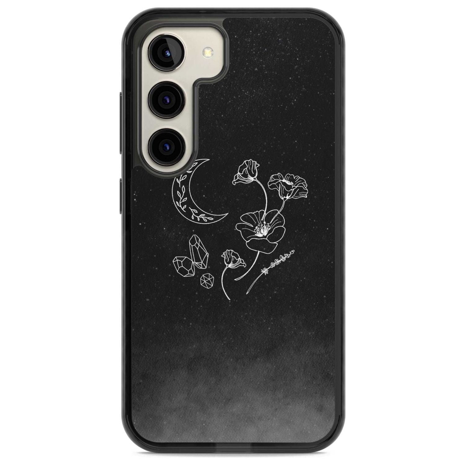 Crescent Moon Collection Phone Case Samsung S22 / Black Impact Case,Samsung S23 / Black Impact Case Blanc Space