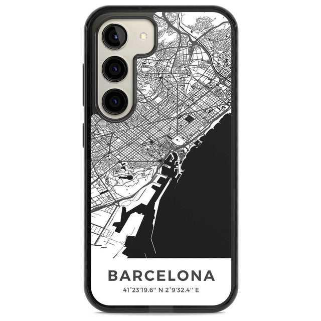 Map of Barcelona, Spain Phone Case Samsung S22 / Black Impact Case,Samsung S23 / Black Impact Case Blanc Space