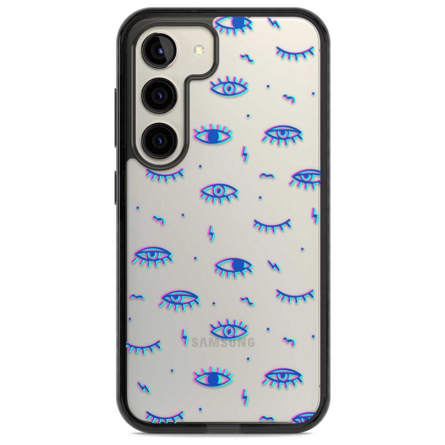 Duotone Psychedelic Eyes Phone Case Samsung S22 / Black Impact Case,Samsung S23 / Black Impact Case Blanc Space