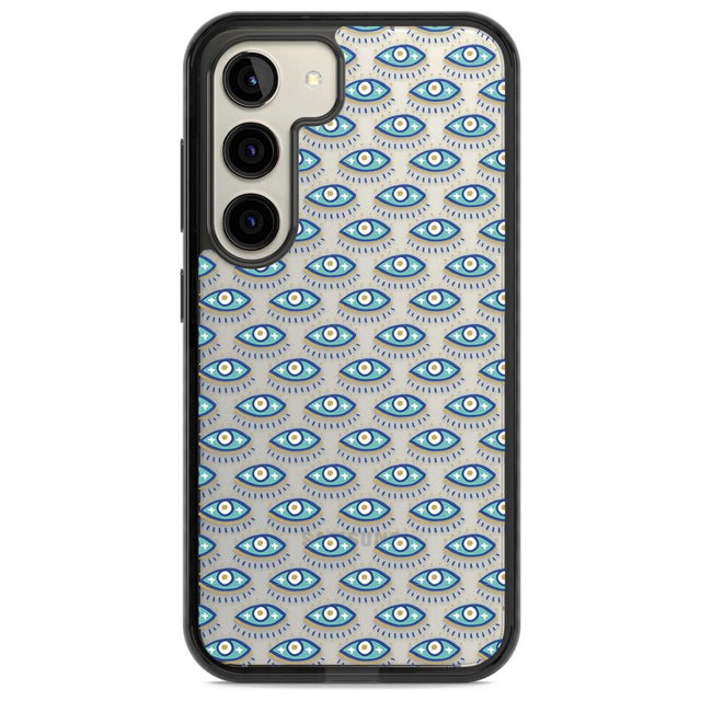 Eyes & Crosses (Clear) Psychedelic Eyes Pattern Phone Case Samsung S22 / Black Impact Case,Samsung S23 / Black Impact Case Blanc Space