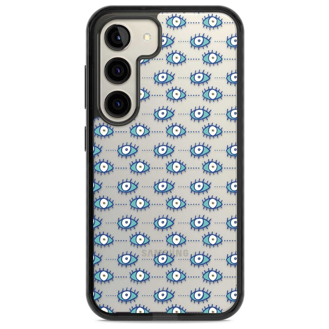 Crazy Eyes (Clear) Psychedelic Eyes Pattern Phone Case Samsung S22 / Black Impact Case,Samsung S23 / Black Impact Case Blanc Space