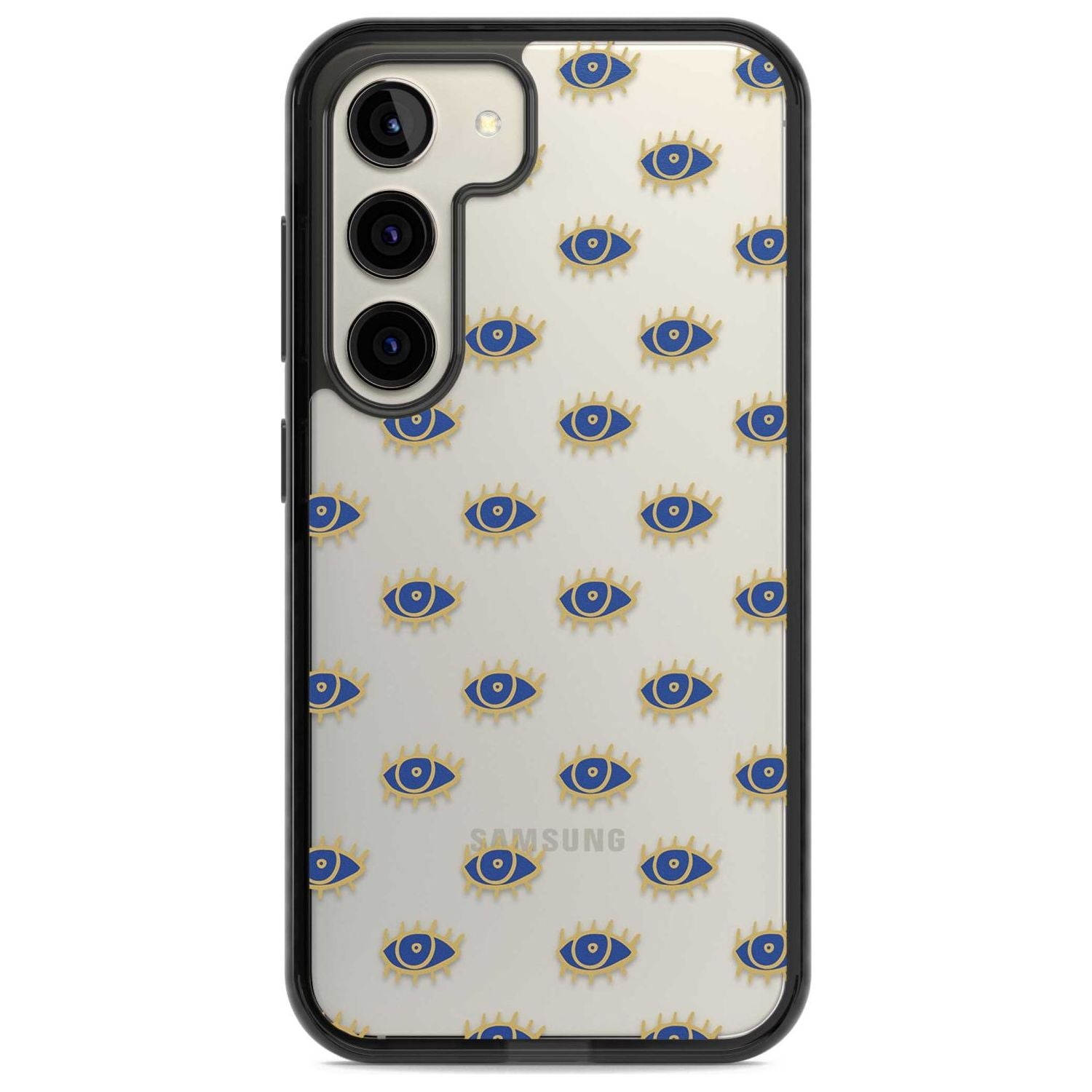 Gold Eyes (Clear) Psychedelic Eyes Pattern Phone Case Samsung S22 / Black Impact Case,Samsung S23 / Black Impact Case Blanc Space
