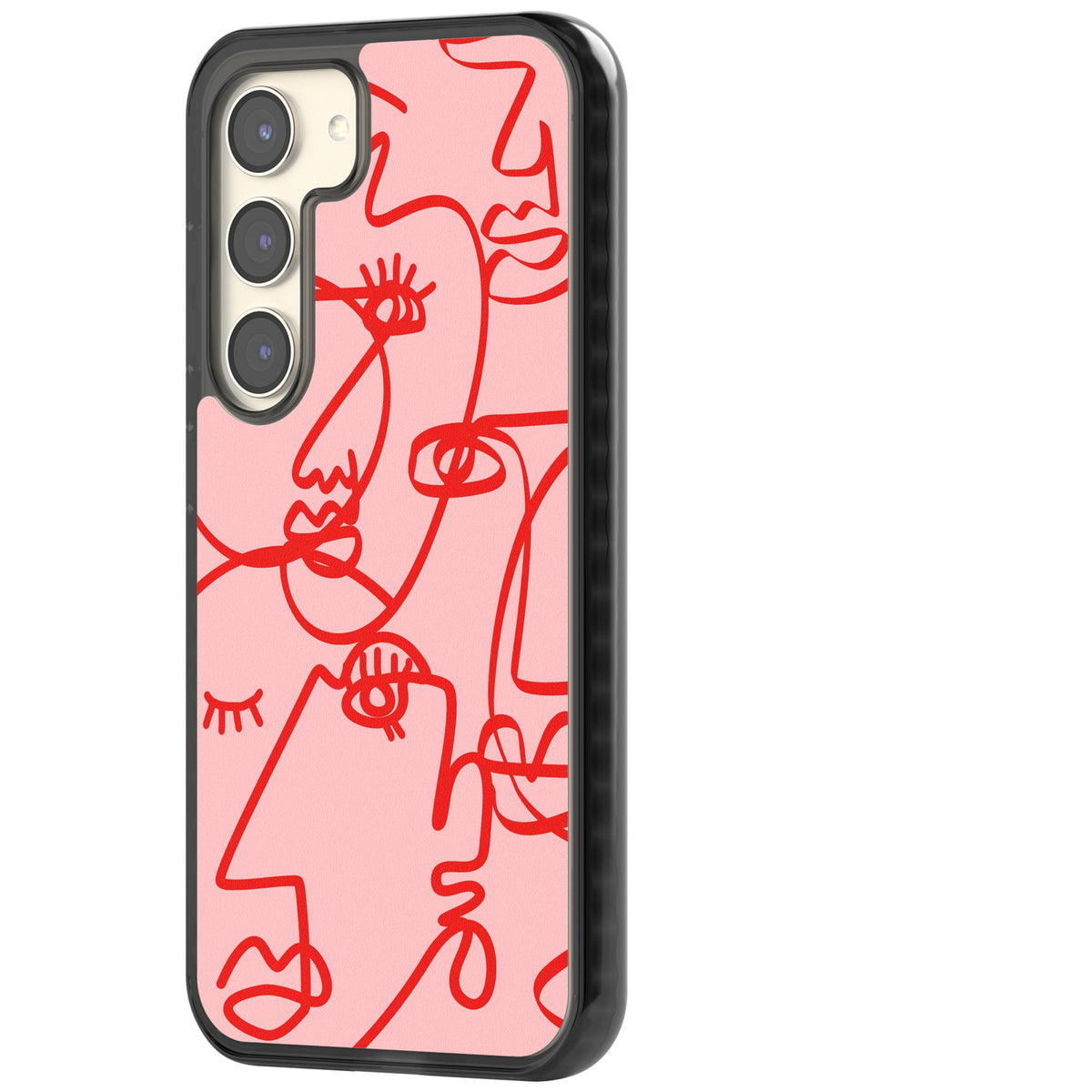 Red Line Art Samsung S22 / Samsung S22 Plus / Samsung S23 / Samsung S23 Plus / Samsung S24 / Samsung S24 Plus Impact Black Phone Case side
