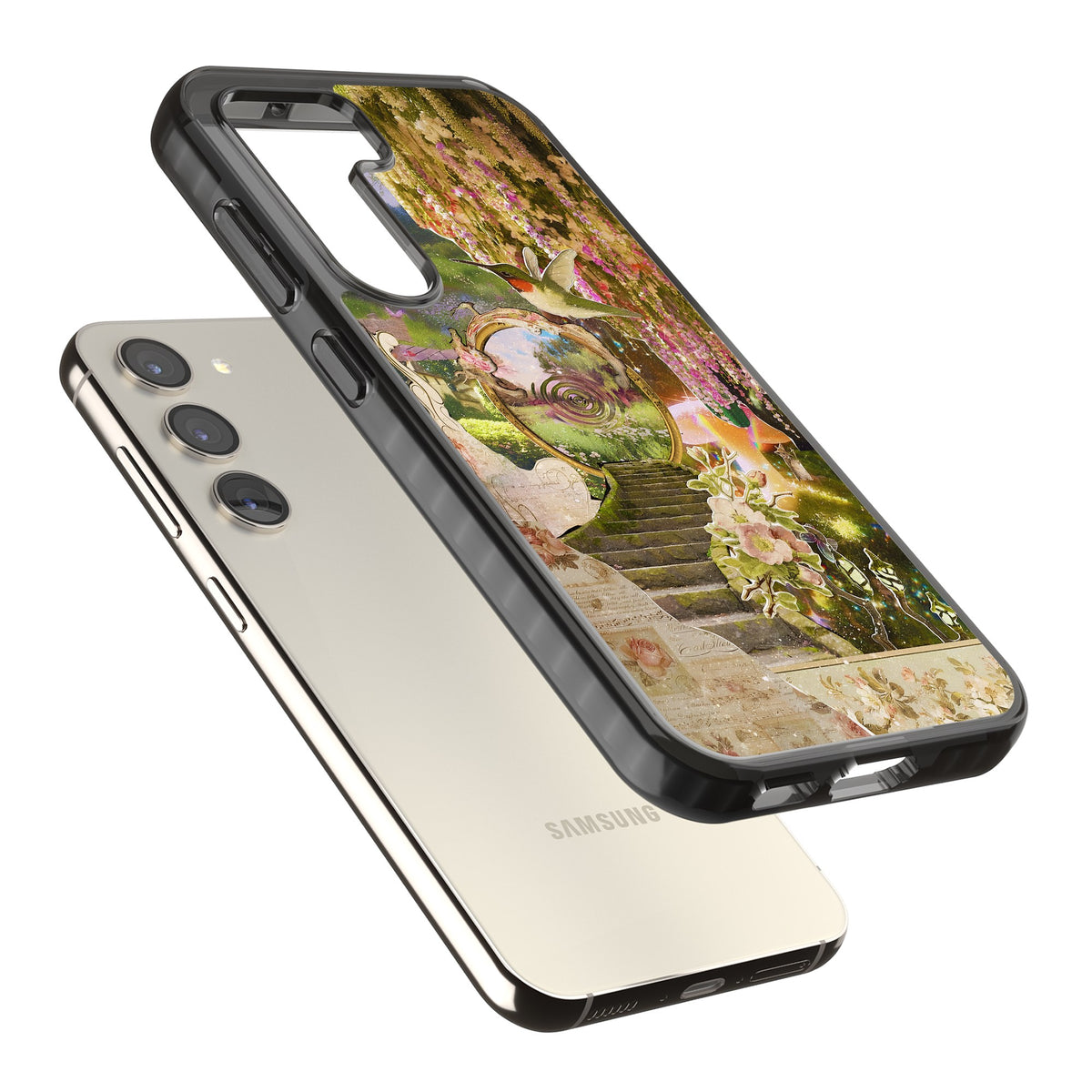 Fairy Portal Samsung S22 / Samsung S22 Plus / Samsung S23 / Samsung S23 Plus / Samsung S24 / Samsung S24 Plus Impact Black Phone Case angled