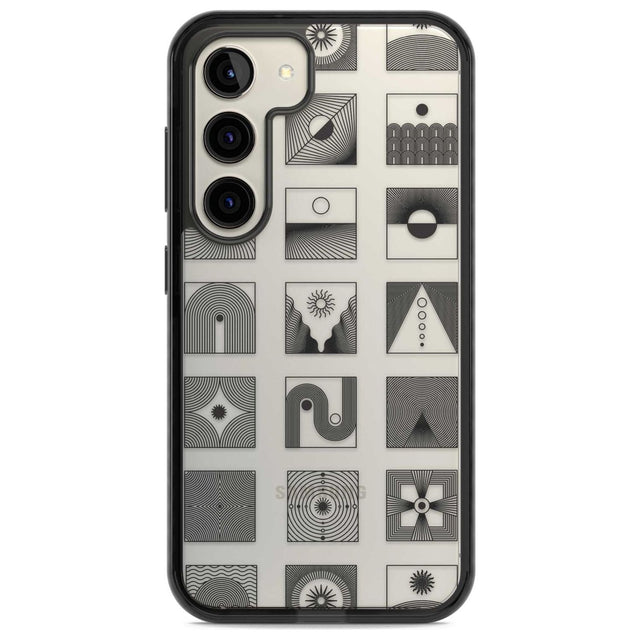 Abstract Lines: Mixed Pattern #1 Phone Case Samsung S22 / Black Impact Case,Samsung S23 / Black Impact Case Blanc Space