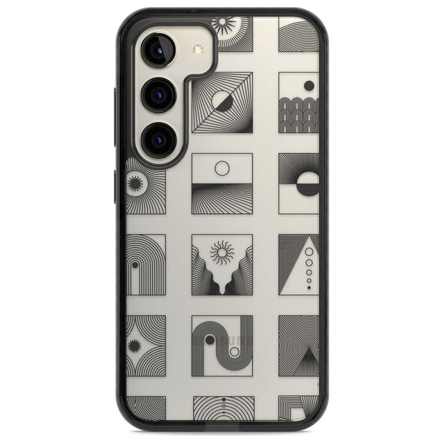 Abstract Lines: Mixed Pattern #2 Phone Case Samsung S22 / Black Impact Case,Samsung S23 / Black Impact Case Blanc Space