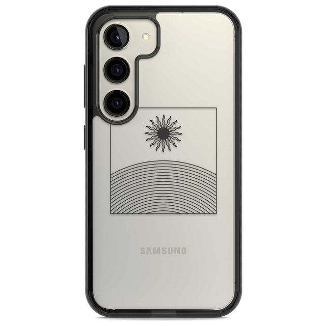 Framed Linework: Rising Sun Phone Case Samsung S22 / Black Impact Case,Samsung S23 / Black Impact Case Blanc Space