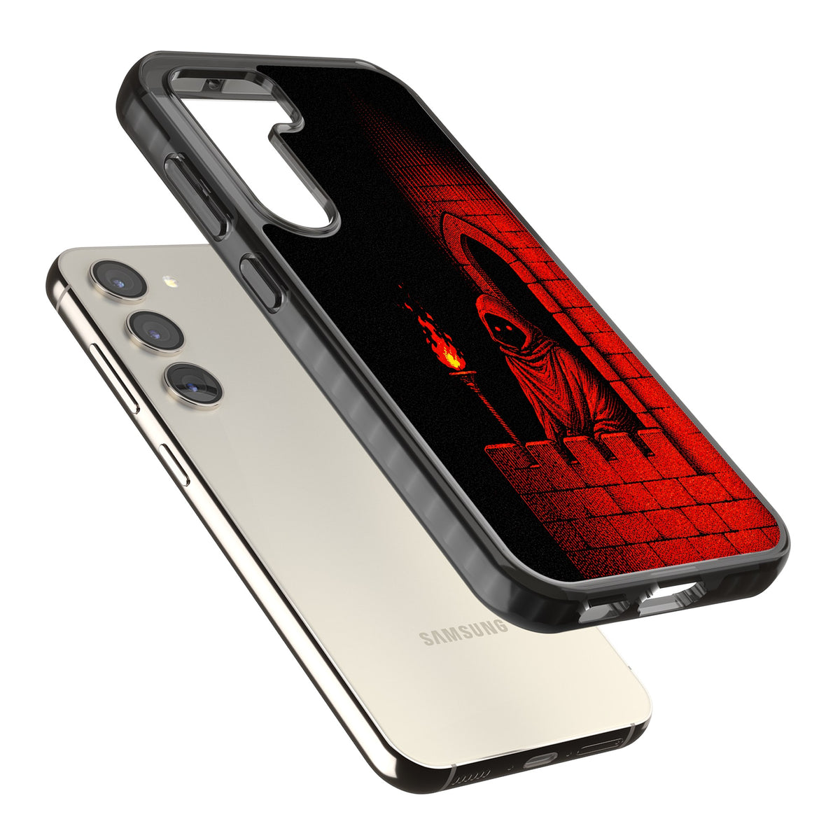 Crimson Crypt Samsung S22 / Samsung S22 Plus / Samsung S23 / Samsung S23 Plus / Samsung S24 / Samsung S24 Plus Impact Black Phone Case angled