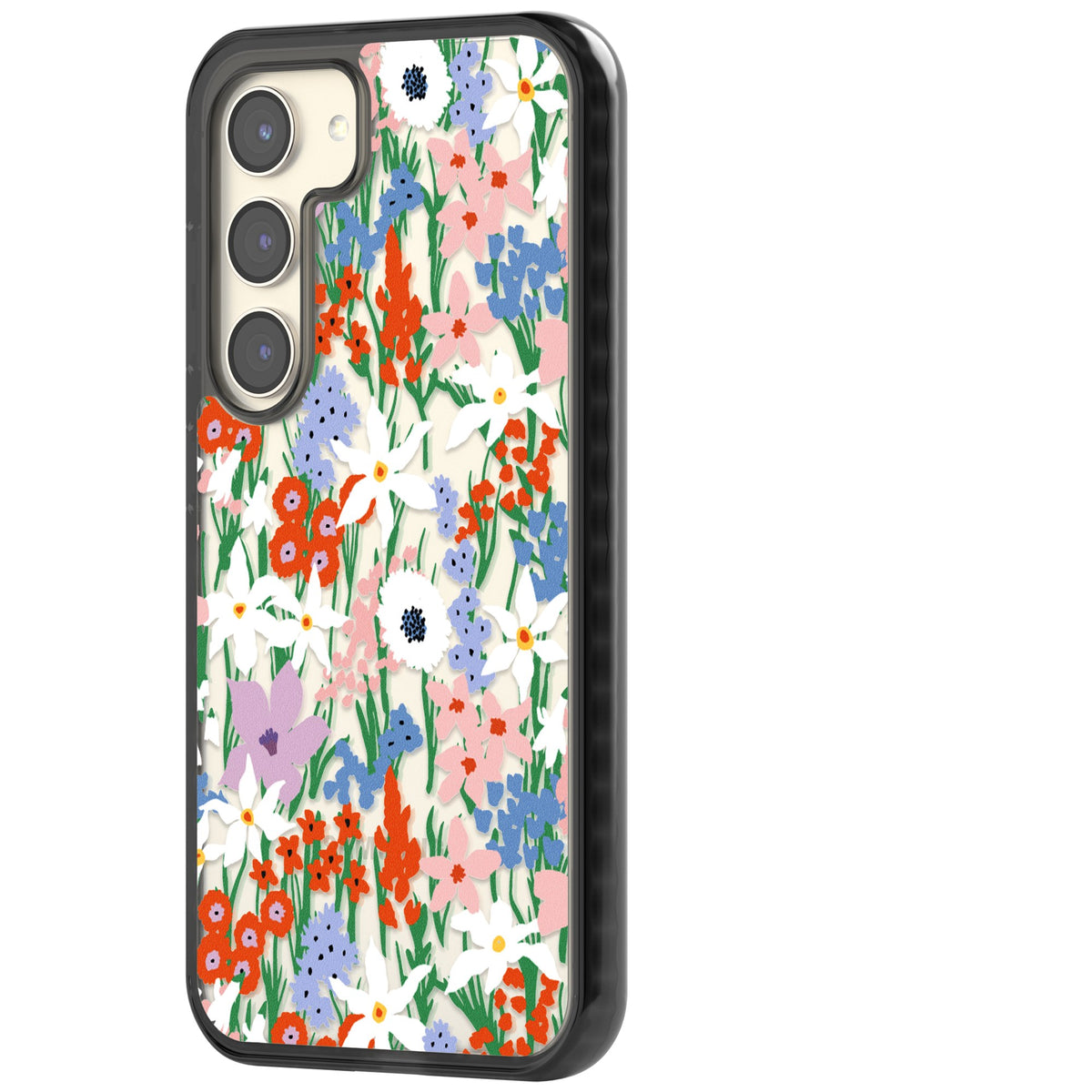 Floral Bouquet: Vibrant Blooms Samsung S22 / Samsung S22 Plus / Samsung S23 / Samsung S23 Plus / Samsung S24 / Samsung S24 Plus Impact Black Phone Case side