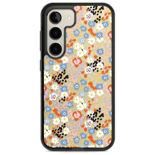 Busy Floral Mix: Transparent Phone Case Samsung S22 / Black Impact Case,Samsung S23 / Black Impact Case Blanc Space