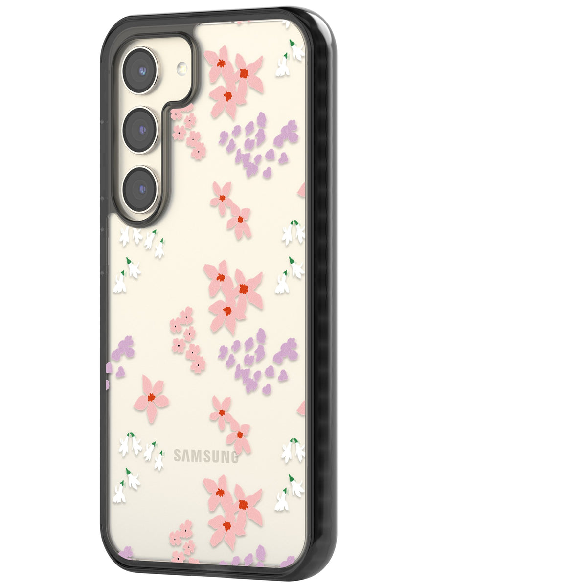Rose & Violet Flower Mix Samsung S22 / Samsung S22 Plus / Samsung S23 / Samsung S23 Plus / Samsung S24 / Samsung S24 Plus Impact Black Phone Case side