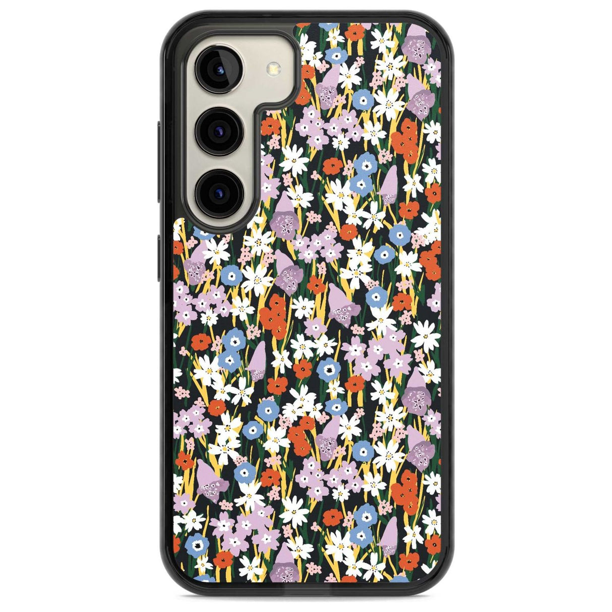 Energetic Floral Mix: Solid Phone Case Samsung S22 / Black Impact Case,Samsung S23 / Black Impact Case Blanc Space