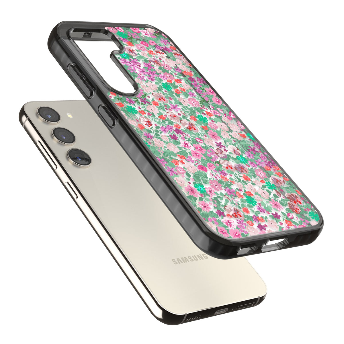 Florentine Meadow Samsung S22 / Samsung S22 Plus / Samsung S23 / Samsung S23 Plus / Samsung S24 / Samsung S24 Plus Impact Black Phone Case angled