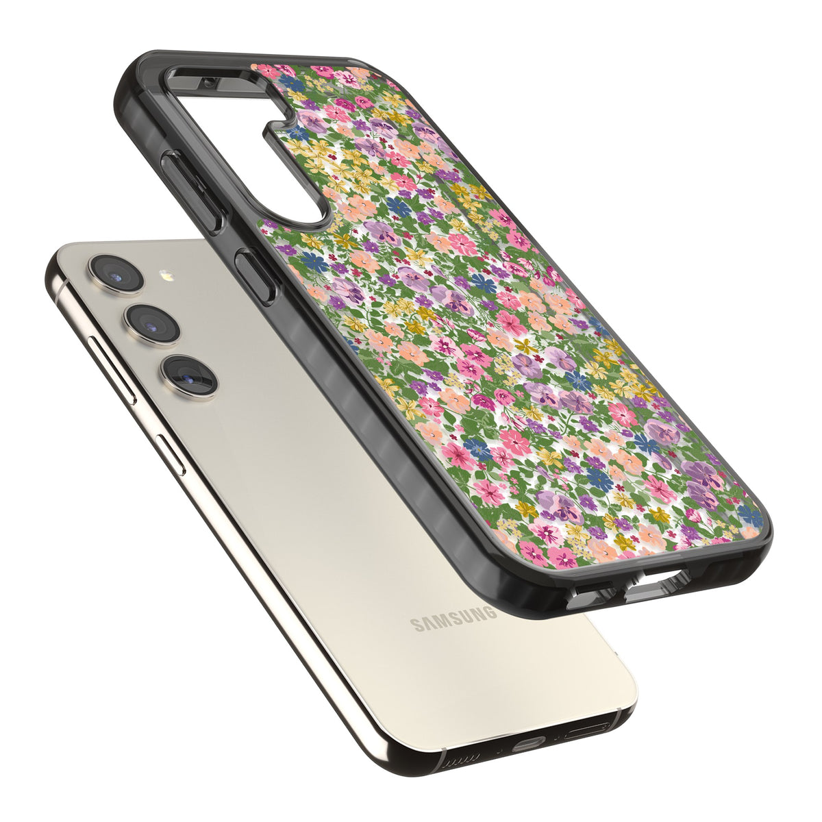 Lake Como Meadow Samsung S22 / Samsung S22 Plus / Samsung S23 / Samsung S23 Plus / Samsung S24 / Samsung S24 Plus Impact Black Phone Case angled