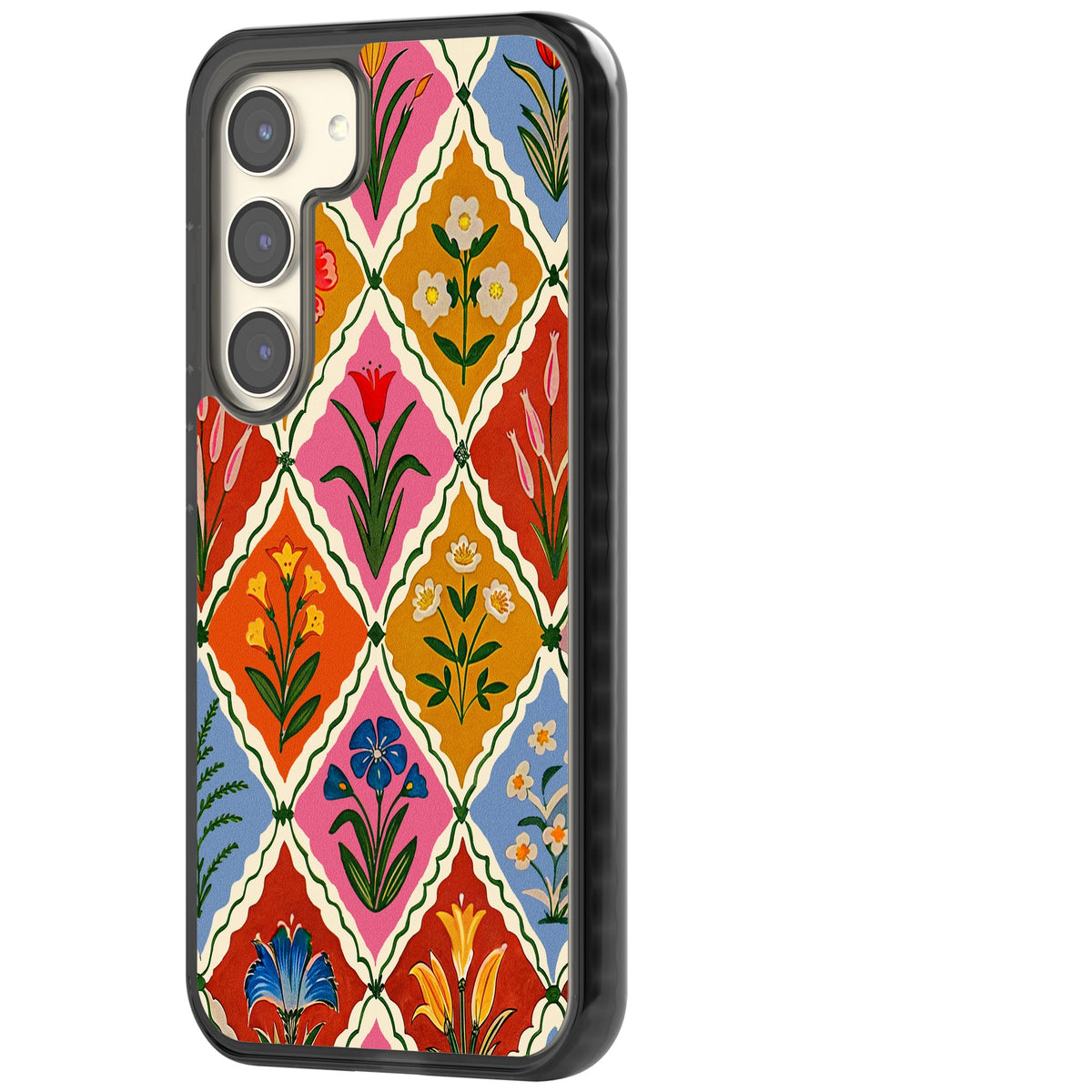 Floral Quilt Samsung S22 / Samsung S22 Plus / Samsung S23 / Samsung S23 Plus / Samsung S24 / Samsung S24 Plus Impact Black Phone Case side