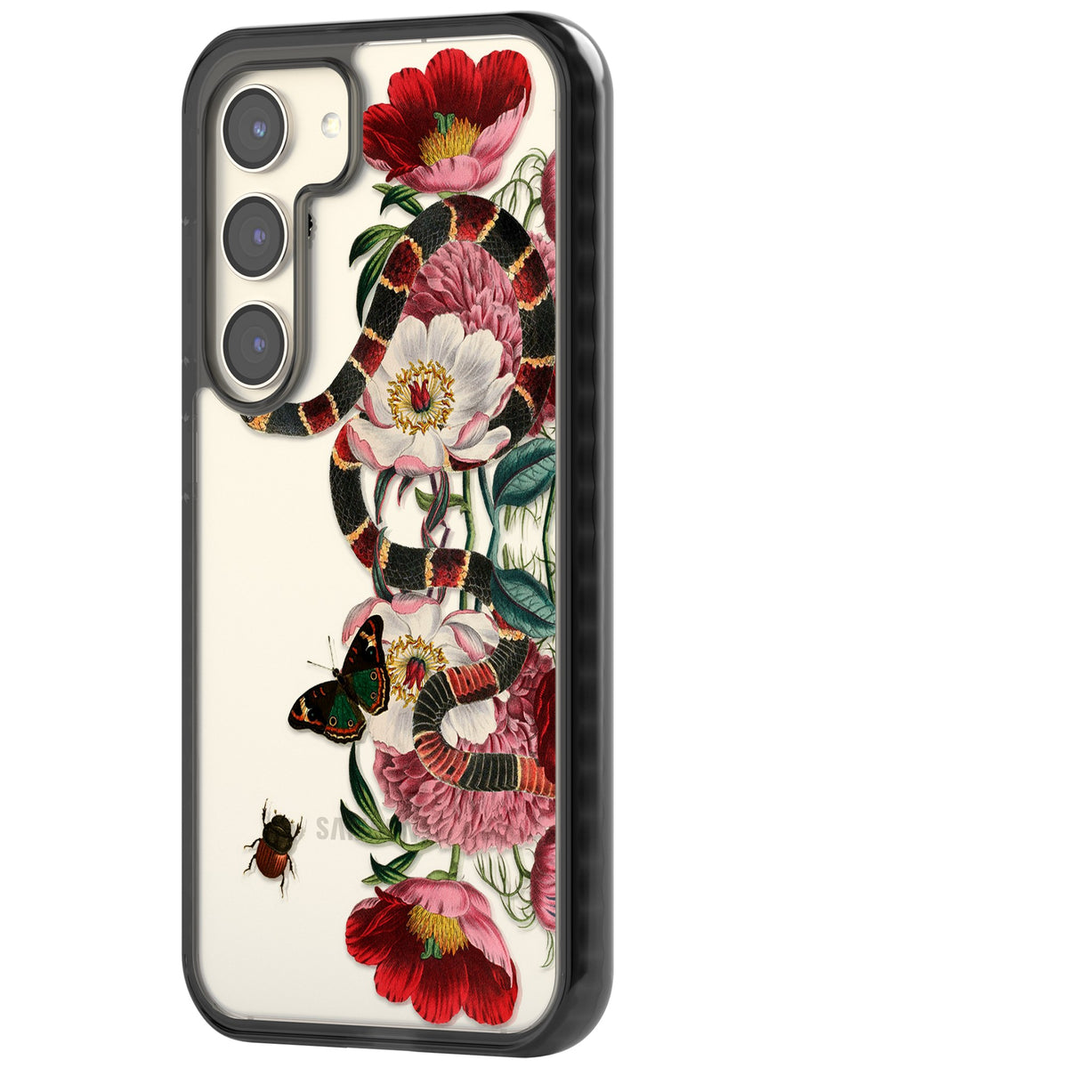 Floral Snake Samsung S22 / Samsung S22 Plus / Samsung S23 / Samsung S23 Plus / Samsung S24 / Samsung S24 Plus Impact Black Phone Case side