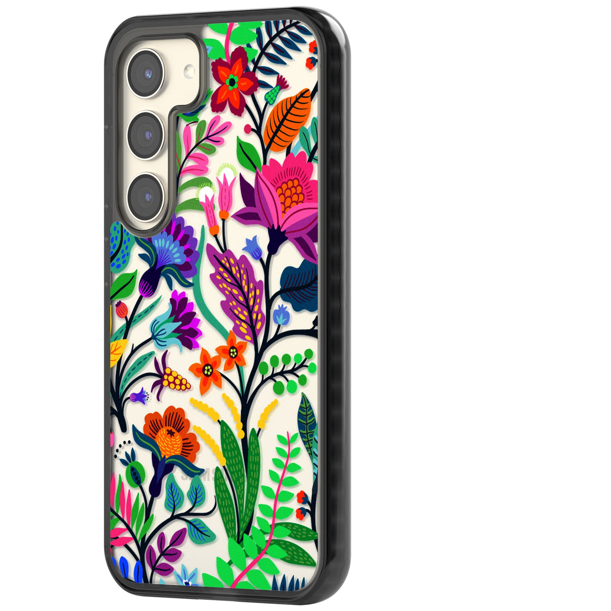 Floral Vibe Samsung S22 / Samsung S22 Plus / Samsung S23 / Samsung S23 Plus / Samsung S24 / Samsung S24 Plus Impact Black Phone Case side