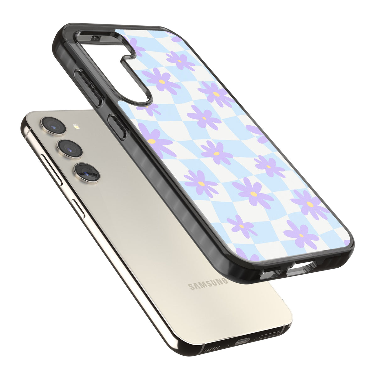 Serene Skies & Flowers Samsung S22 / Samsung S22 Plus / Samsung S23 / Samsung S23 Plus / Samsung S24 / Samsung S24 Plus Impact Black Phone Case angled