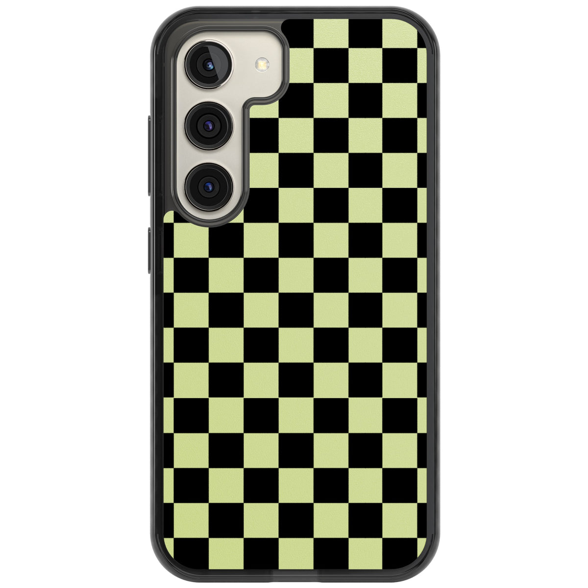Black & Lime Check Samsung S22 / Samsung S22 Plus / Samsung S23 / Samsung S23 Plus / Samsung S24 / Samsung S24 Plus Impact Black Phone Case front