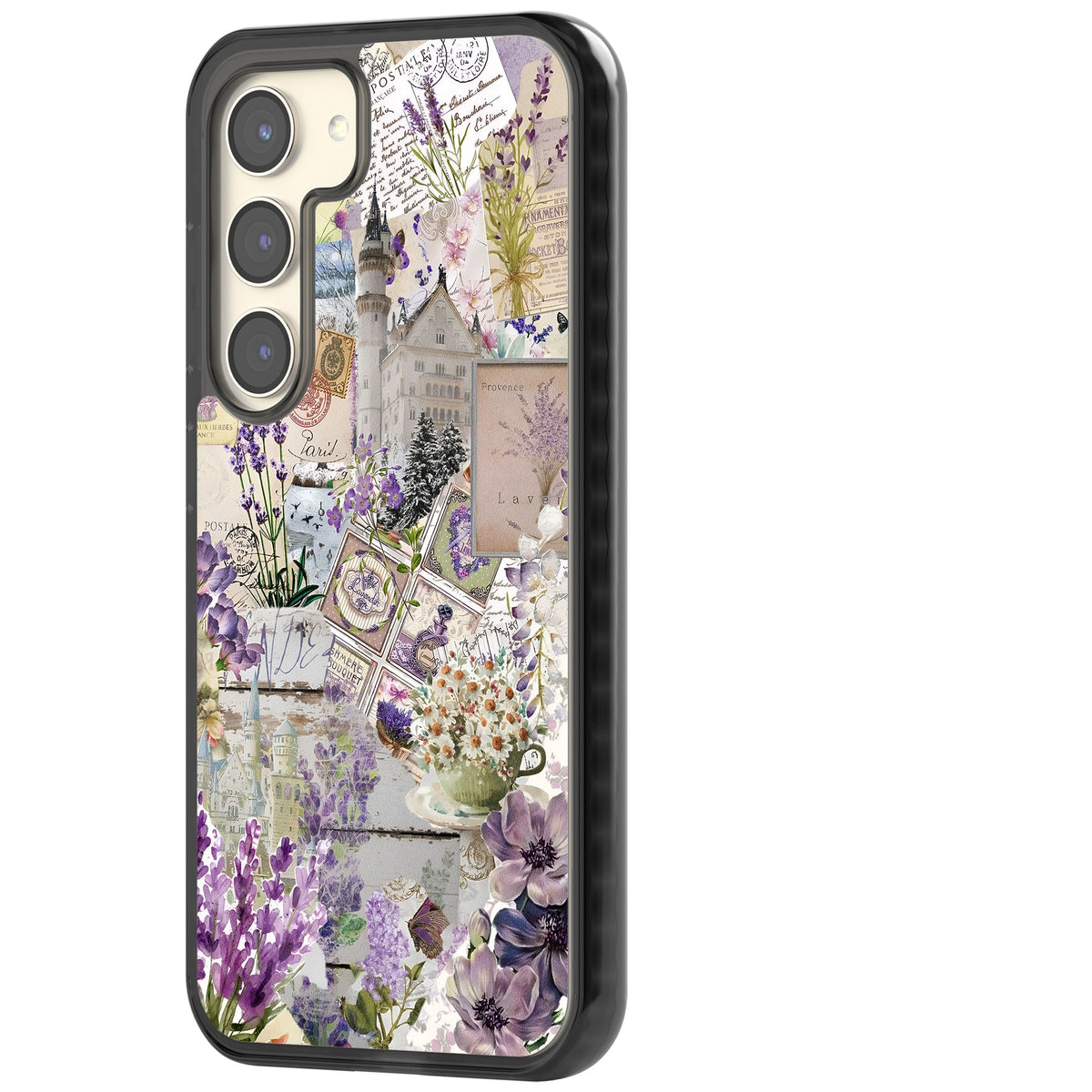 Soft Lavender Collage Samsung S22 / Samsung S22 Plus / Samsung S23 / Samsung S23 Plus / Samsung S24 / Samsung S24 Plus Impact Black Phone Case side